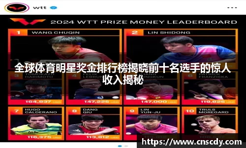 全球体育明星奖金排行榜揭晓前十名选手的惊人收入揭秘